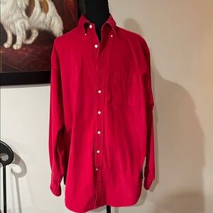 Men’s Daniel Cremieux red corduroy long sleeve button down shirt, size large